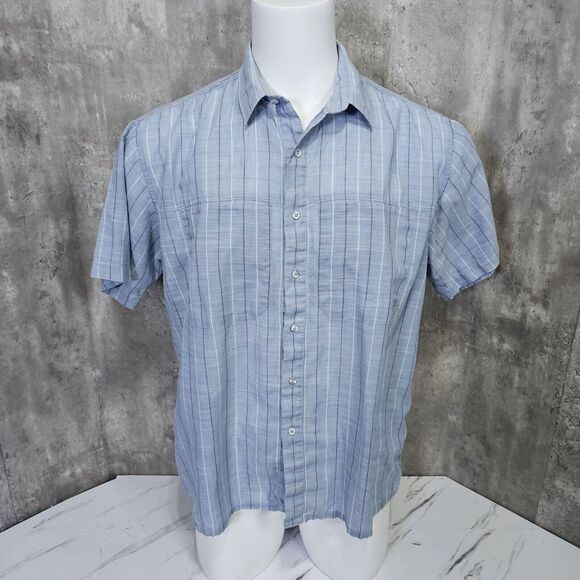Vintage 90s New Moves Mens XL Lightweight Blue Plaid S/S‎ Button Front Shirt - Picture 1 of 9